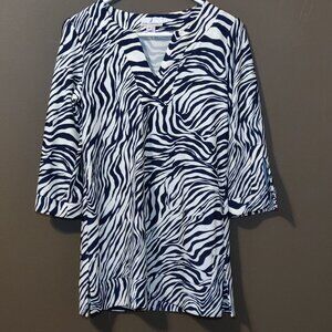 Jude Connally Chris Tunic Top In Midnight Blue Zebra SIZE SMALL